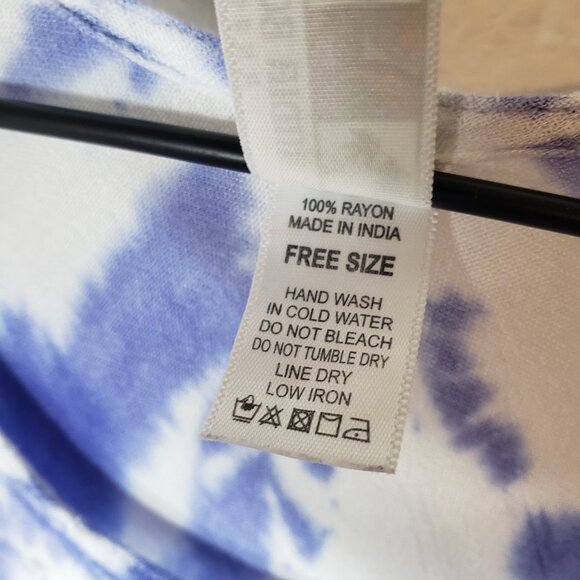 India Boutique Women's Sz OS Tie Die Red White & Blue Lightweight Tunic Dress - Picture 6 of 6